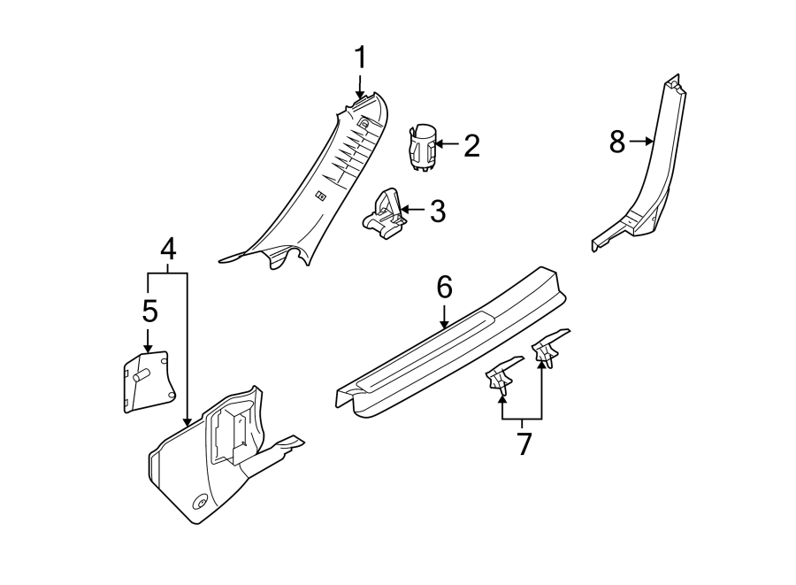 Diagram PILLARS. ROCKER & FLOOR. INTERIOR TRIM. for your Mazda