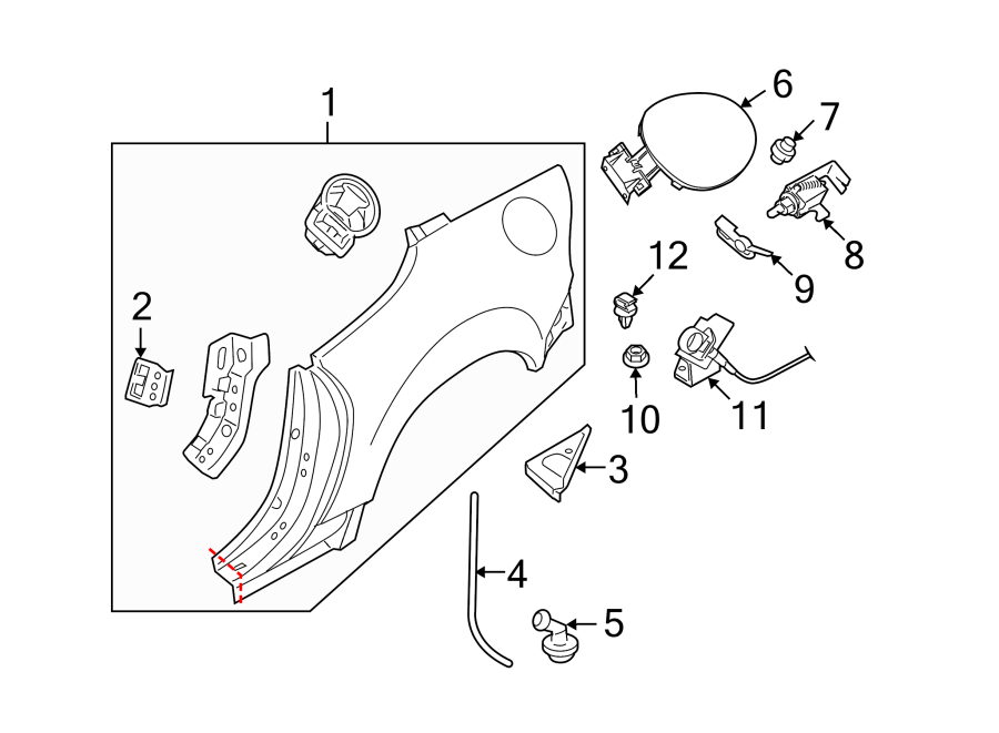 Diagram QUARTER PANEL & COMPONENTS. for your 1989 Mazda 626   