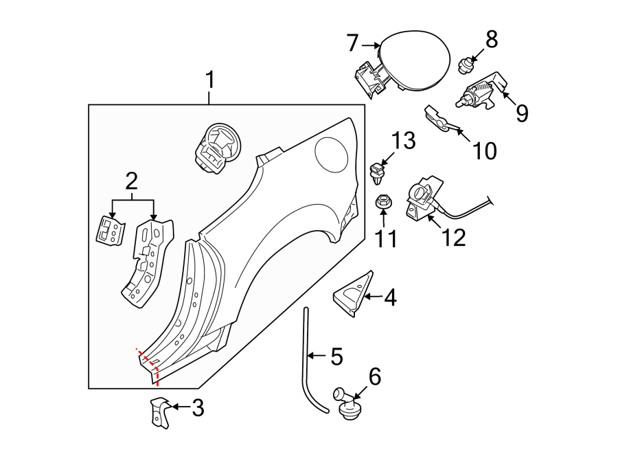 Diagram QUARTER PANEL & COMPONENTS. for your 1994 Mazda 626   