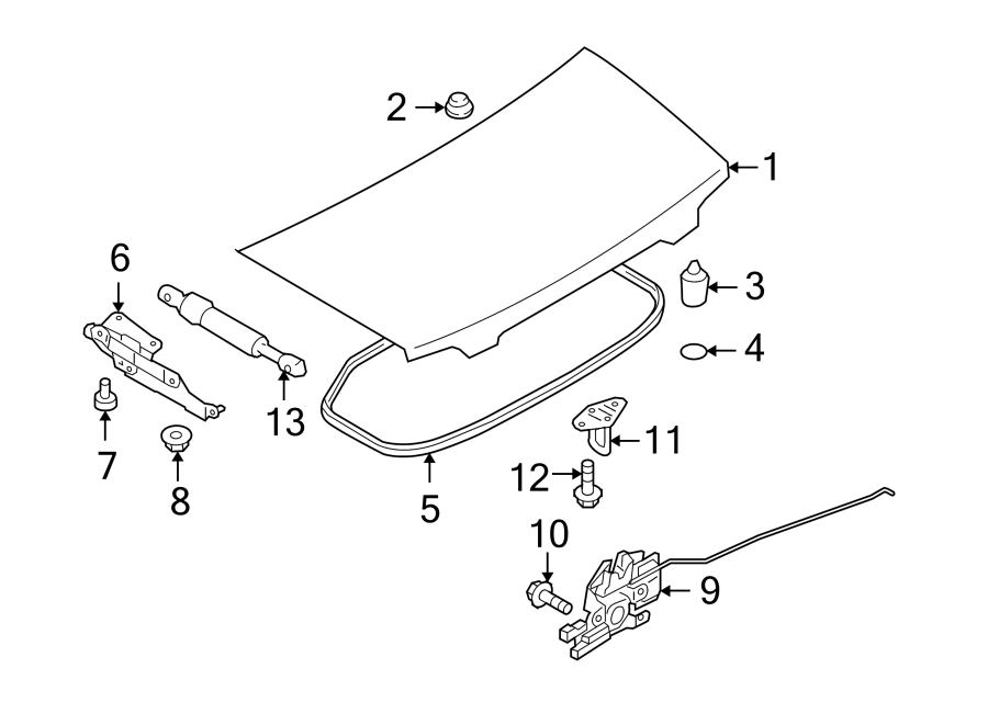 Diagram TRUNK LID. LID & COMPONENTS. for your 2010 Mazda MX-5 Miata  Touring Convertible 