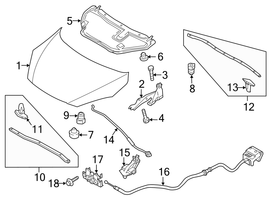 Diagram HOOD & COMPONENTS. for your 2022 Mazda MX-5 Miata  Sport Convertible 