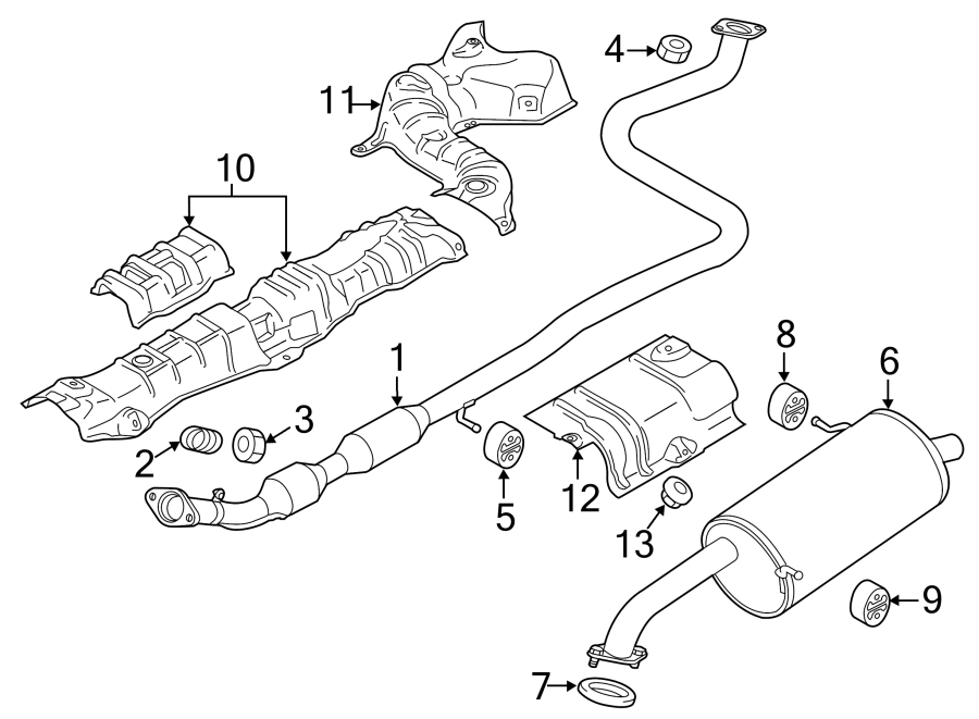 Diagram EXHAUST SYSTEM. EXHAUST COMPONENTS. for your Mazda