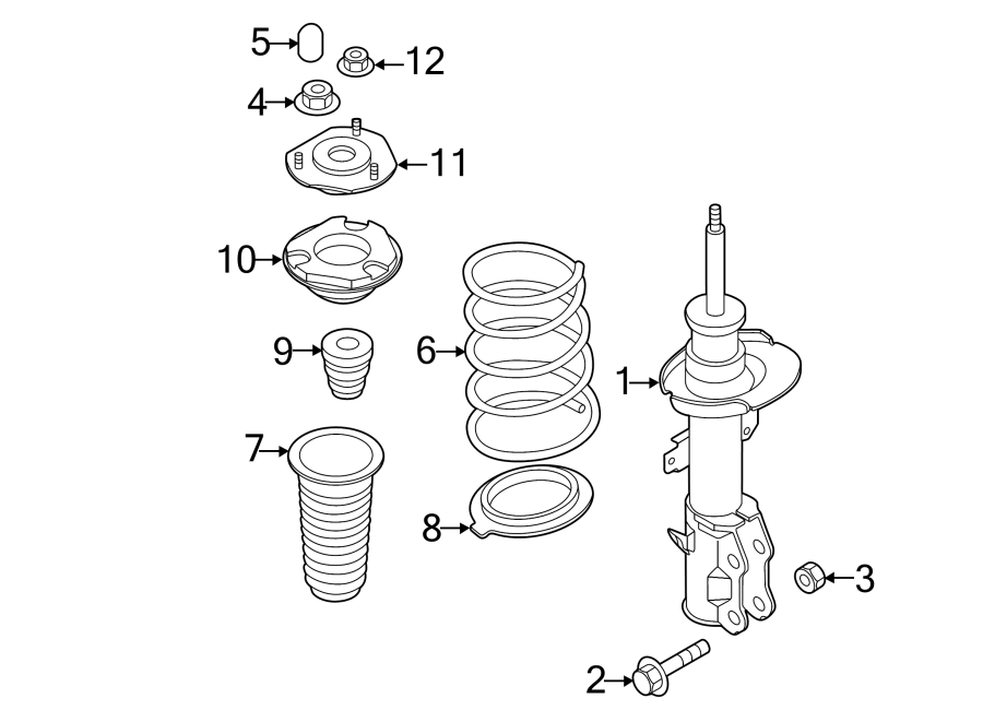 Diagram FRONT SUSPENSION. STRUTS & COMPONENTS. for your 1997 Mazda Protege  LX Sedan 