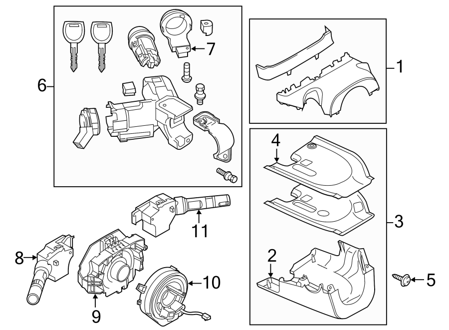 Diagram STEERING COLUMN. SHROUD. SWITCHES & LEVERS. for your 2018 Mazda CX-5 2.5L SKYACTIV A/T AWD Touring Sport Utility 