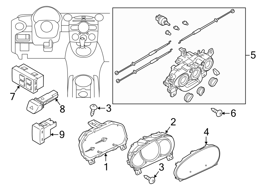 Diagram INSTRUMENT PANEL. CLUSTER & SWITCHES. for your 1999 Mazda B2500   