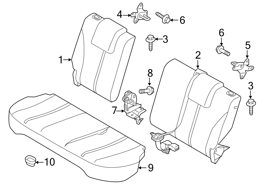 Diagram SEATS & TRACKS. REAR SEAT COMPONENTS. for your 1992 Mazda B2600   