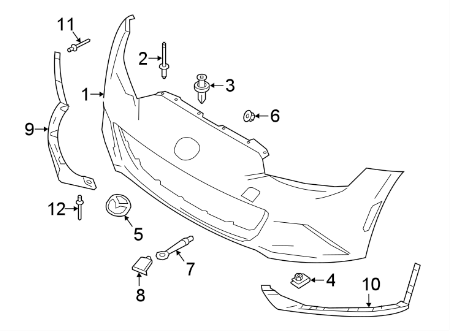 Diagram FRONT BUMPER & GRILLE. BUMPER & COMPONENTS. for your 2021 Mazda MX-5 Miata   