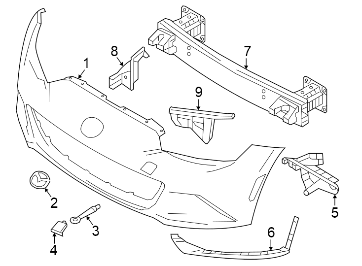 Diagram Front bumper & grille. Bumper & components. for your 2024 Mazda MX-5 Miata  Sport Convertible 