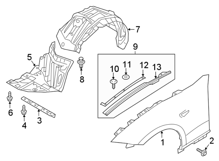 Diagram FENDER & COMPONENTS. for your Mazda