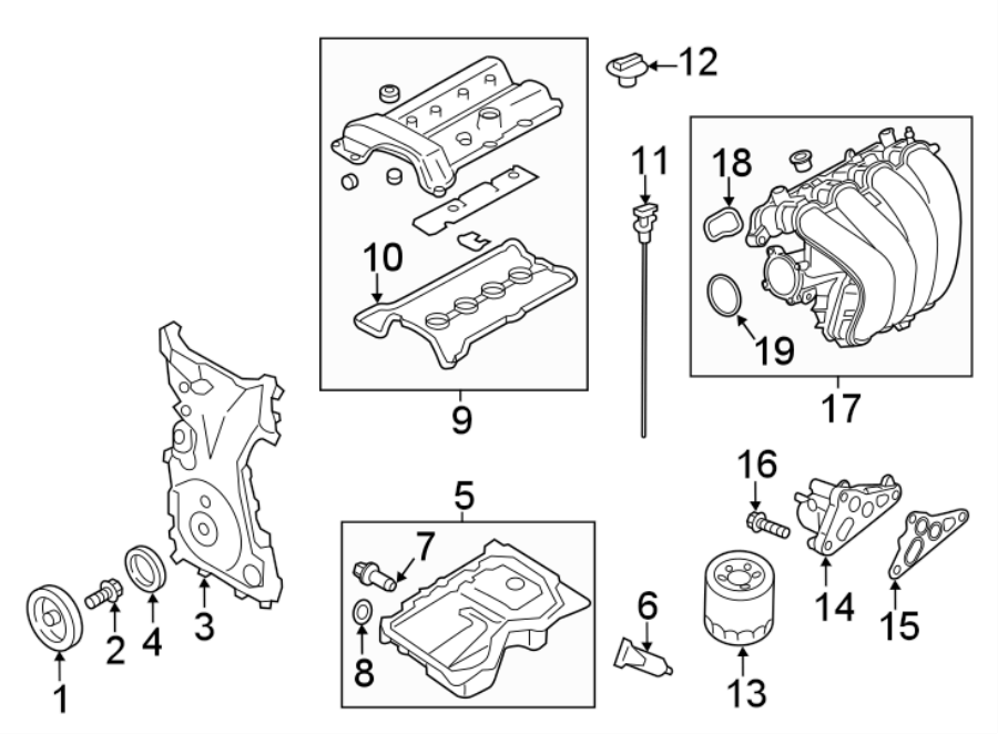 Diagram ENGINE PARTS. for your Mazda MX-5 Miata  