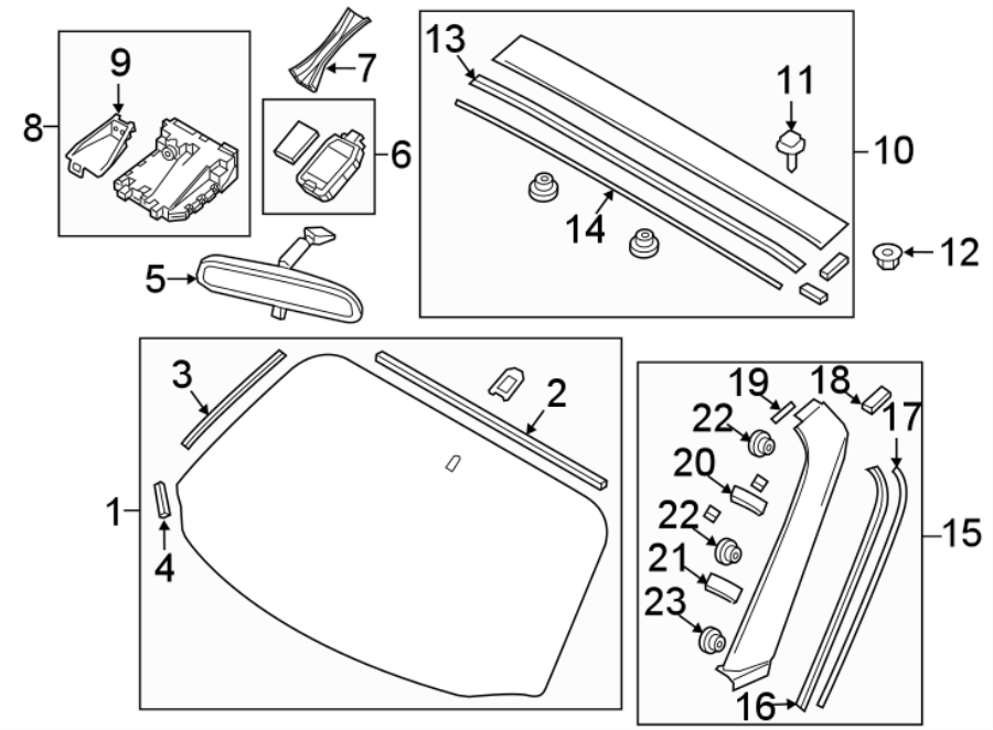 Diagram REVEAL MOLDINGS. WINDSHIELD GLASS. for your Mazda MX-5 Miata  