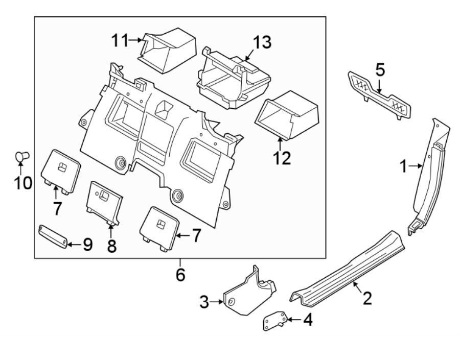 Diagram PILLARS. ROCKER & FLOOR. INTERIOR TRIM. for your 2023 Mazda MX-5 Miata   