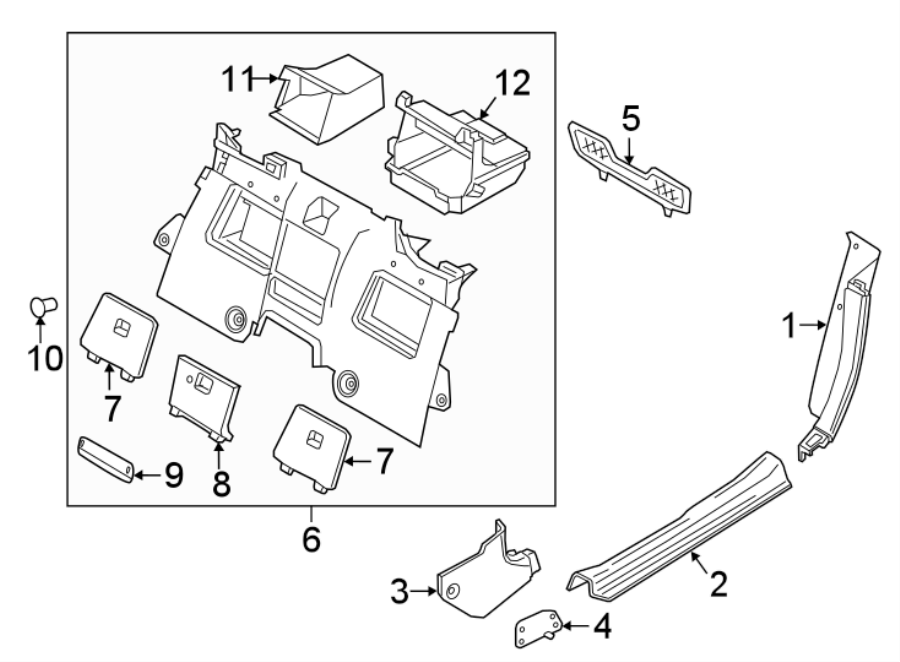 Diagram PILLARS. ROCKER & FLOOR. INTERIOR TRIM. for your Mazda