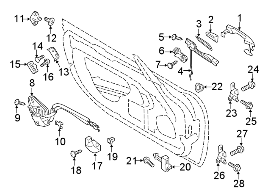 Diagram DOOR. LOCK & HARDWARE. for your 2022 Mazda MX-5 Miata 2.0L SKYACTIV M/T Grand Touring Convertible 