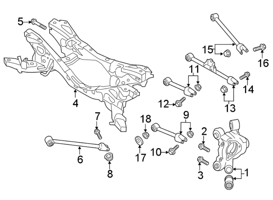 Diagram REAR SUSPENSION. SUSPENSION COMPONENTS. for your 2023 Mazda CX-5   