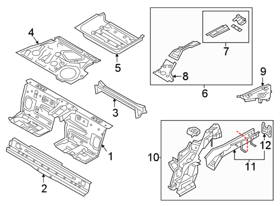 Diagram REAR BODY & FLOOR. FLOOR & RAILS. for your 2018 Mazda 3   