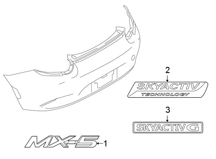 Diagram Rear bumper. Exterior trim. for your 2022 Mazda MX-5 Miata 2.0L SKYACTIV A/T RF Grand Touring Convertible 