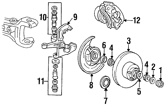 Diagram FRONT SUSPENSION. BRAKE COMPONENTS. for your Mazda B2500  