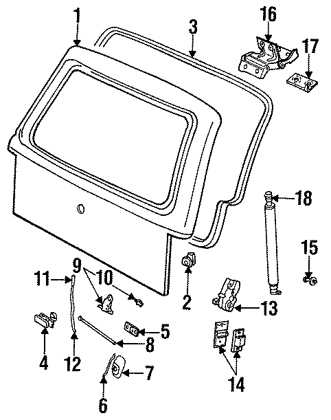 Diagram TAIL GATE. GATE & HARDWARE. for your 1995 Mazda B2300   