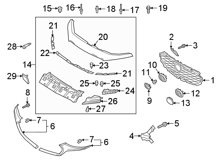 Diagram Front bumper & grille. Grille & components. for your 2012 Mazda MX-5 Miata   