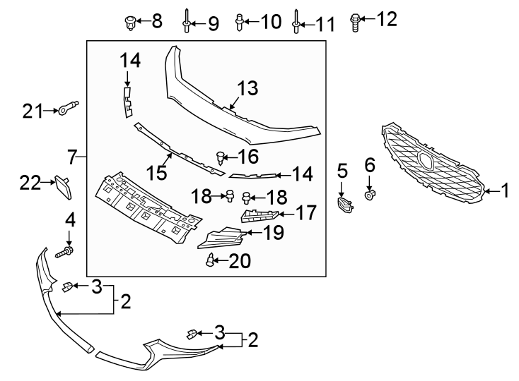 Diagram FRONT BUMPER & GRILLE. GRILLE & COMPONENTS. for your 2015 Mazda MX-5 Miata   