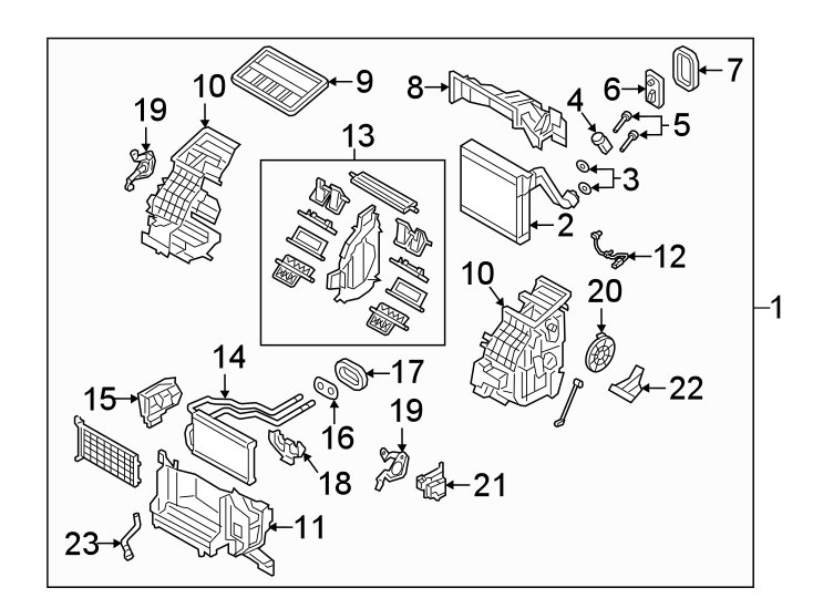 Diagram AIR CONDITIONER & HEATER. EVAPORATOR & HEATER COMPONENTS. for your 2015 Mazda MX-5 Miata   