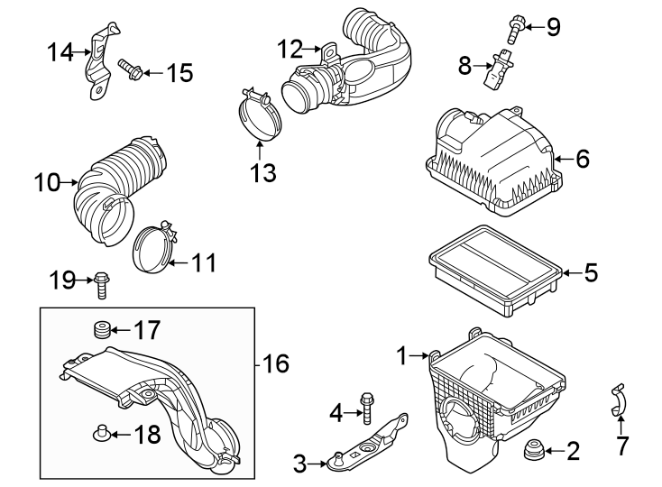 Diagram Engine / transaxle. Air intake. for your 2016 Mazda MX-5 Miata   