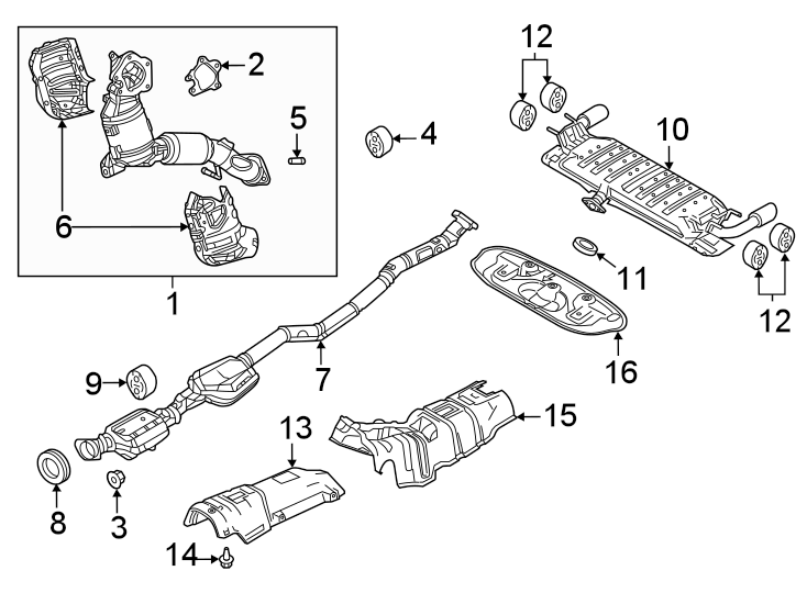 Diagram Exhaust system. Exhaust components. for your 2009 Mazda CX-7  Touring Sport Utility 