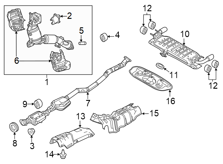 Diagram Exhaust system. Exhaust components. for your 2009 Mazda CX-7  Touring Sport Utility 