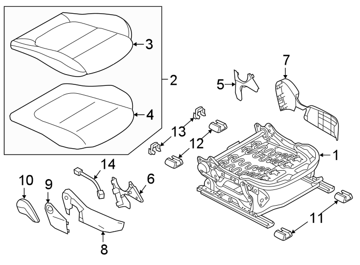 Diagram SEATS & TRACKS. PASSENGER SEAT COMPONENTS. for your Mazda