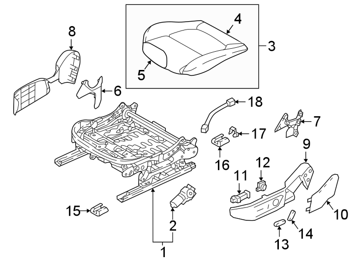 Diagram SEATS & TRACKS. DRIVER SEAT COMPONENTS. for your 2006 Mazda MX-5 Miata   