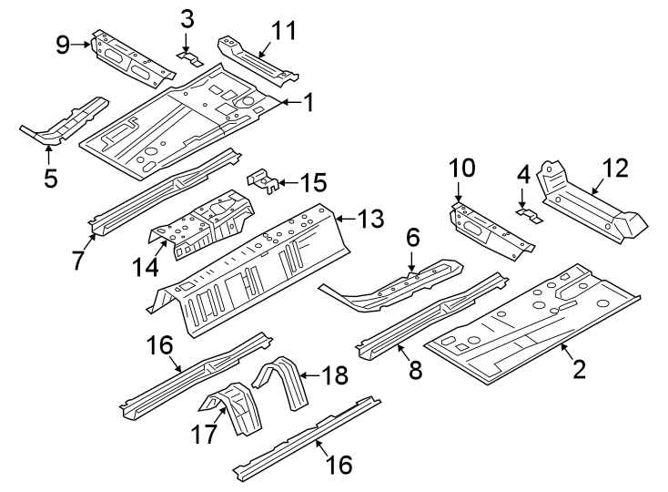 Diagram PILLARS. ROCKER & FLOOR. FLOOR & RAILS. for your 2021 Mazda 3  2.0 Sedan 