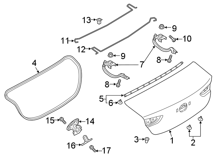 Diagram TRUNK LID. LID & COMPONENTS. for your 2011 Mazda MX-5 Miata   