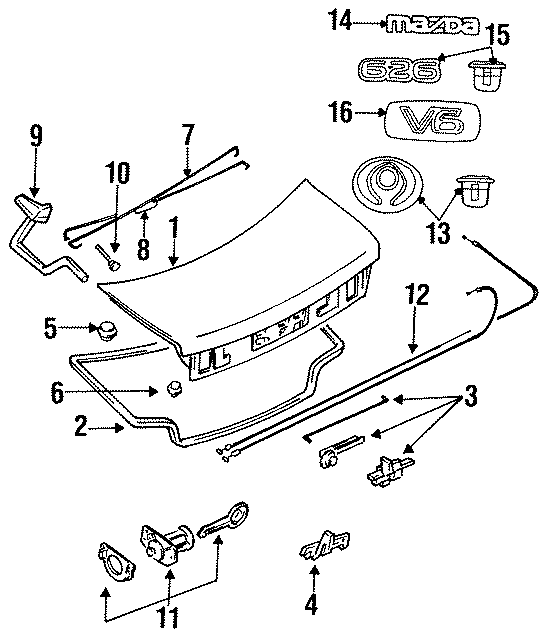 Diagram TRUNK LID. LID & COMPONENTS. for your 2015 Mazda MX-5 Miata   