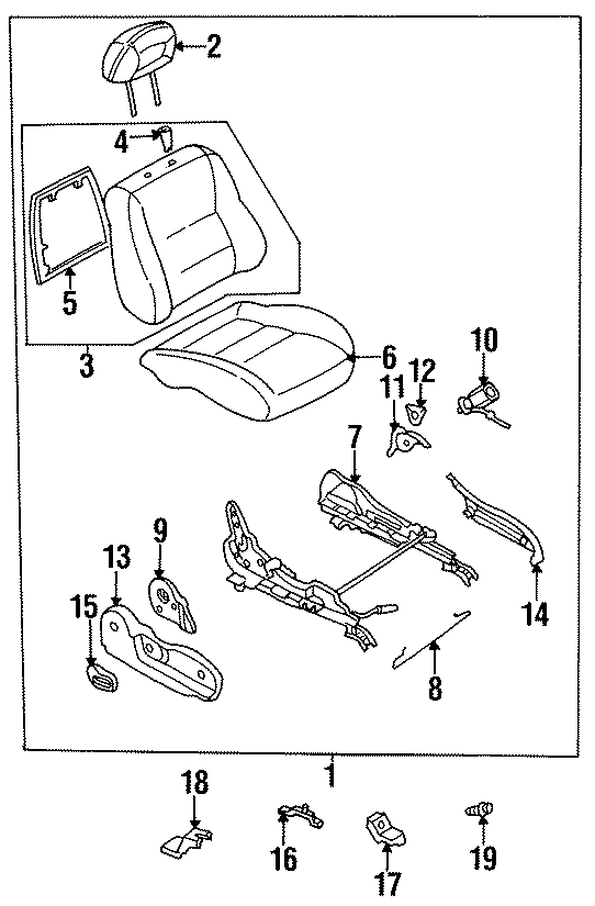 Diagram SEATS & TRACKS. SEAT COMPONENTS. for your 2012 Mazda CX-9   