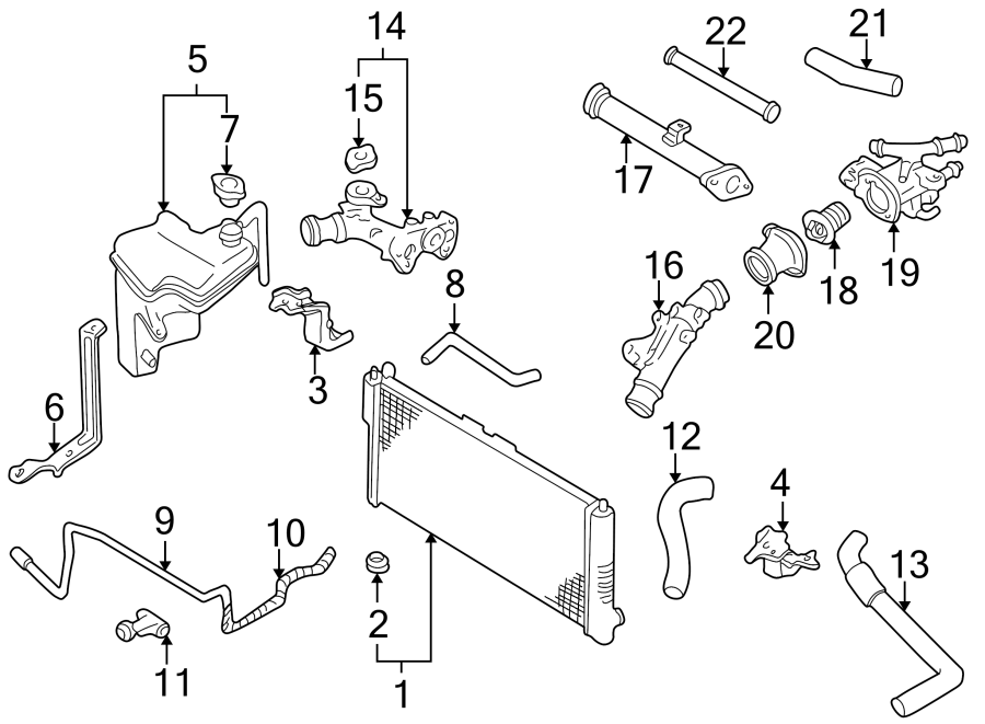 Diagram RADIATOR & COMPONENTS. for your Mazda