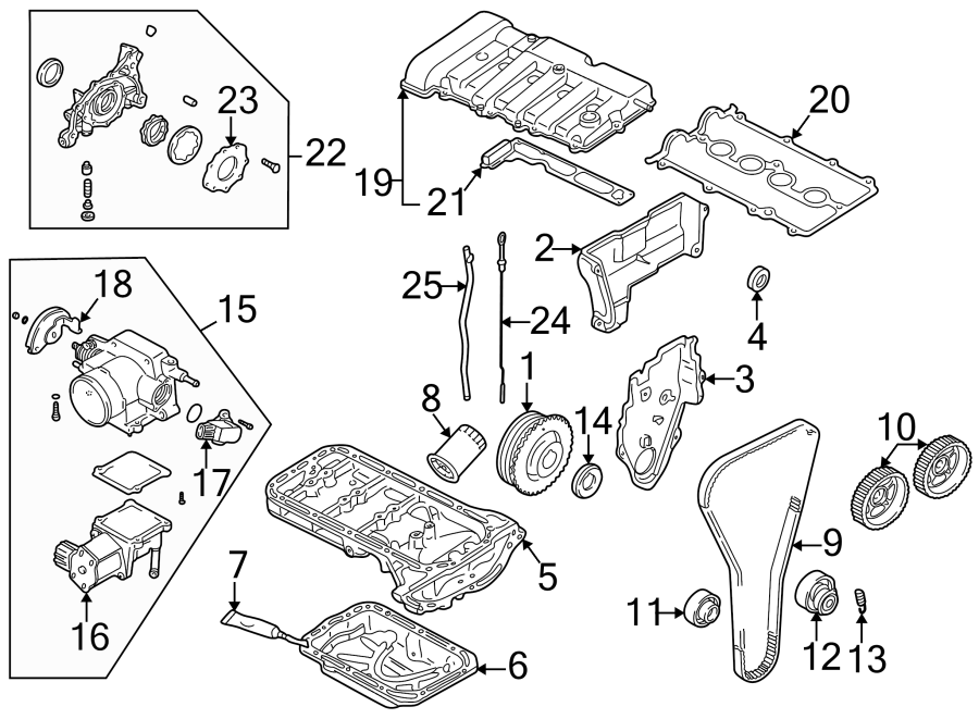 Diagram ENGINE / TRANSAXLE. ENGINE PARTS. for your 2002 Mazda Protege  LX Sedan 