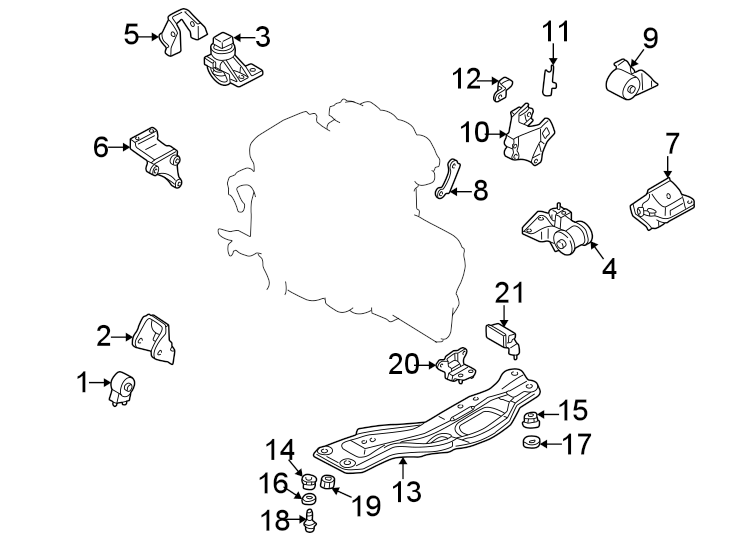 Diagram ENGINE / TRANSAXLE. ENGINE & TRANS MOUNTING. for your 1997 Mazda Millenia   