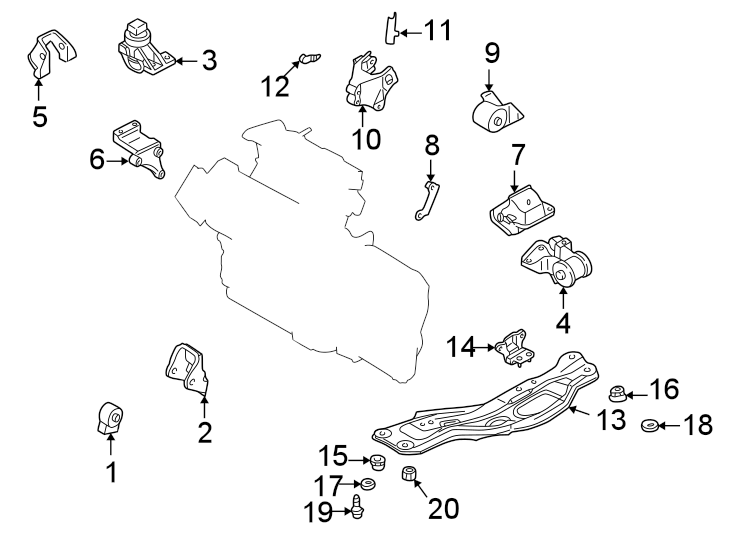 Diagram ENGINE / TRANSAXLE. ENGINE & TRANS MOUNTING. for your 2007 Mazda CX-7  Sport Sport Utility 