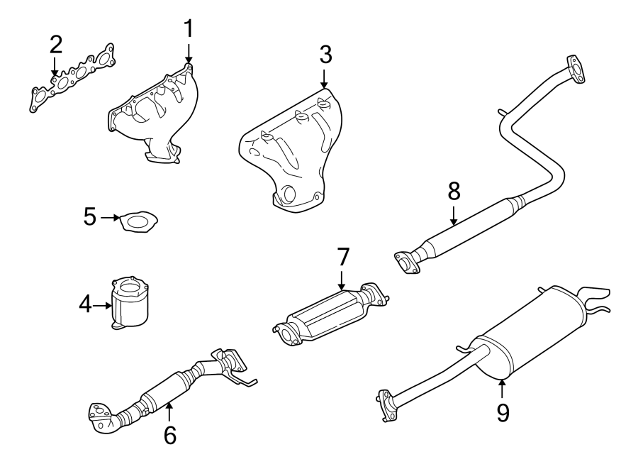 Diagram EXHAUST SYSTEM. EXHAUST COMPONENTS. for your Mazda 626  