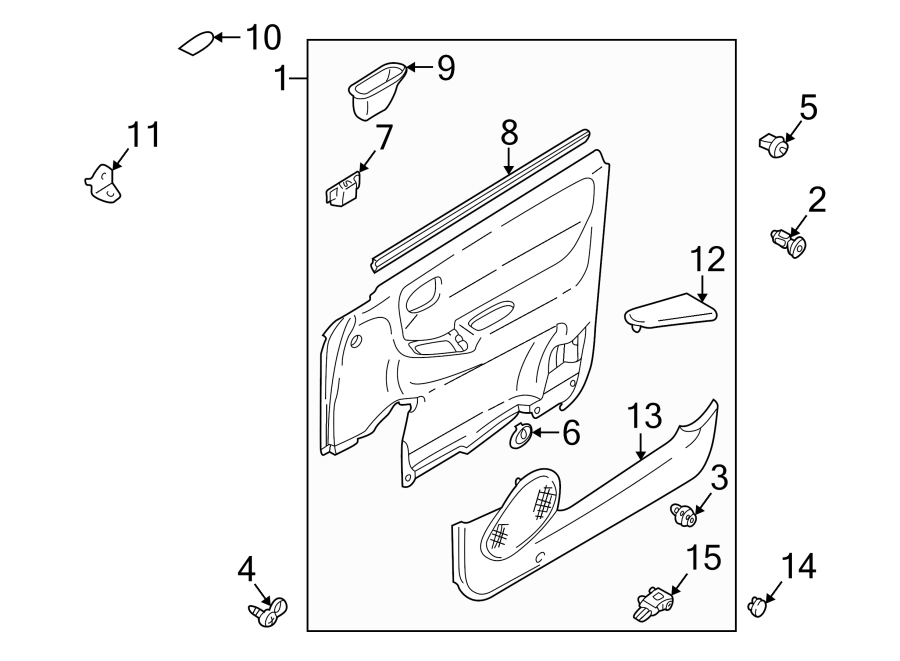 Diagram FRONT DOOR. INTERIOR TRIM. for your 2009 Mazda B4000   