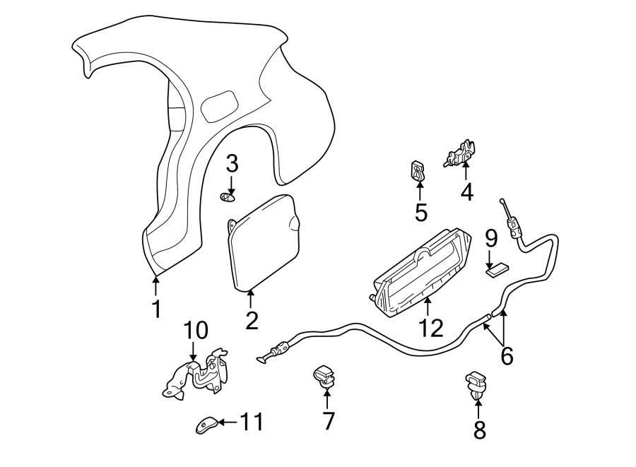 Diagram QUARTER PANEL & COMPONENTS. for your Mazda