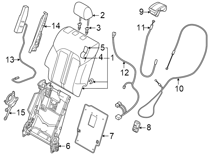 Diagram Seats & tracks. Second row seats. for your Mazda