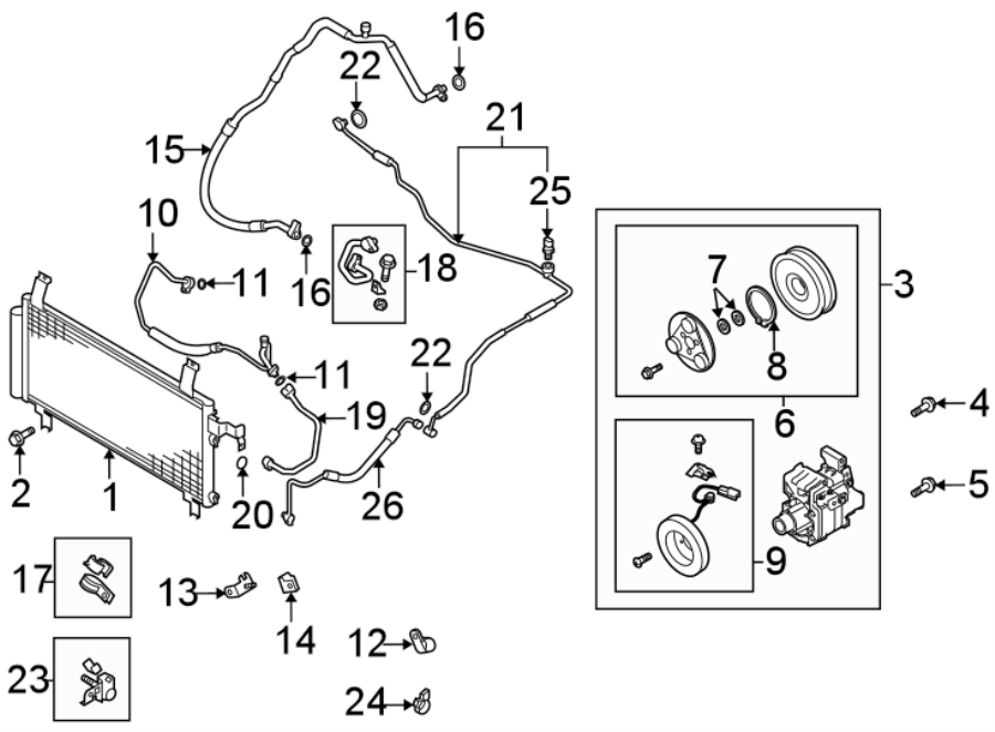 Diagram AIR CONDITIONER & HEATER. COMPRESSOR & LINES. CONDENSER. for your 2018 Mazda MX-5 Miata  Club Convertible 