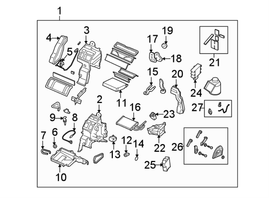 Diagram AIR CONDITIONER & HEATER. EVAPORATOR & HEATER COMPONENTS. for your 2018 Mazda MX-5 Miata   