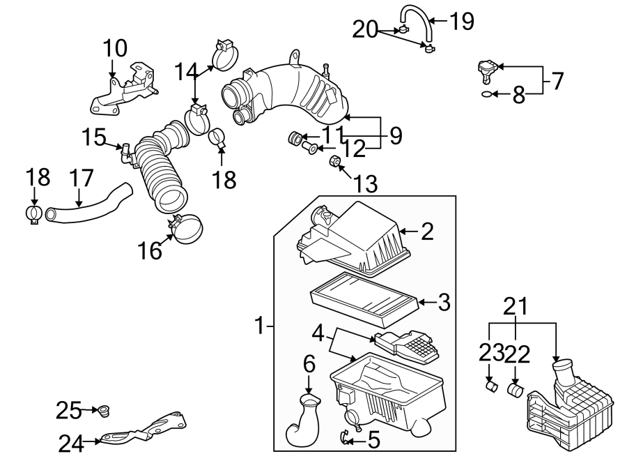 Diagram ENGINE / TRANSAXLE. AIR INTAKE. for your 2015 Mazda 6   