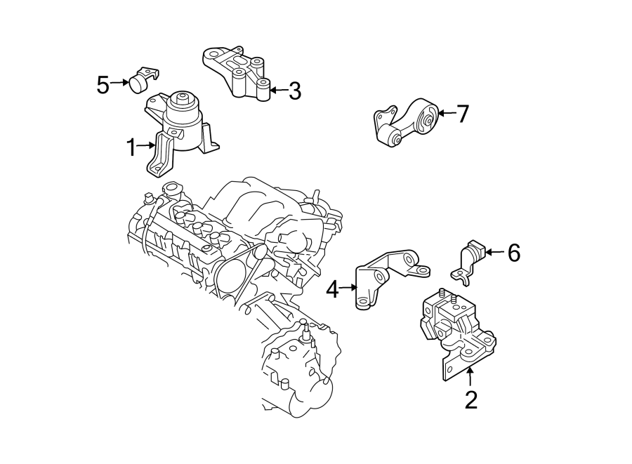 Diagram ENGINE / TRANSAXLE. ENGINE & TRANS MOUNTING. for your 2007 Mazda CX-7  Grand Touring Sport Utility 