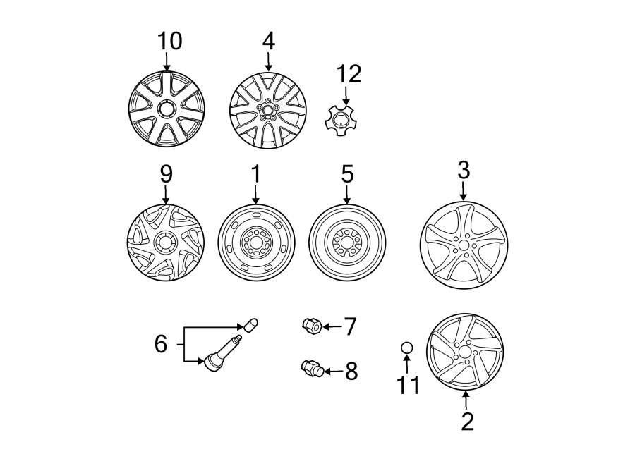 Diagram WHEELS. COVERS & TRIM. for your 2011 Mazda MX-5 Miata   