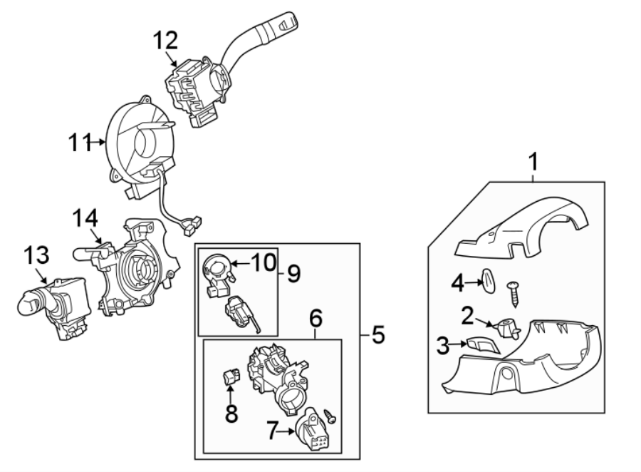 Diagram STEERING COLUMN. SHROUD. SWITCHES & LEVERS. for your 2021 Mazda MX-5 Miata  Club Convertible 