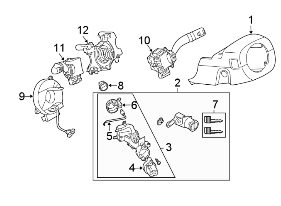 Diagram STEERING COLUMN. SHROUD. SWITCHES & LEVERS. for your 2021 Mazda MX-5 Miata  Club Convertible 